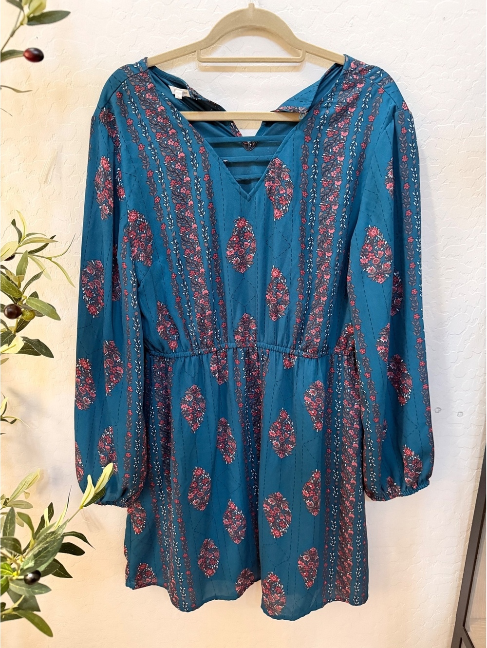 Maurices boho print cottagecore long sleeve short dress